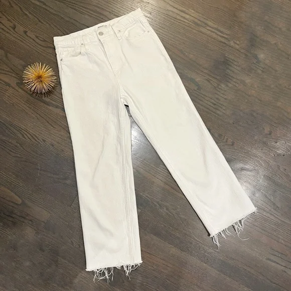 Hudson Remi High-Rise Straight Crop Jean White Raw Hem Size 28 - Picture 5 of 10